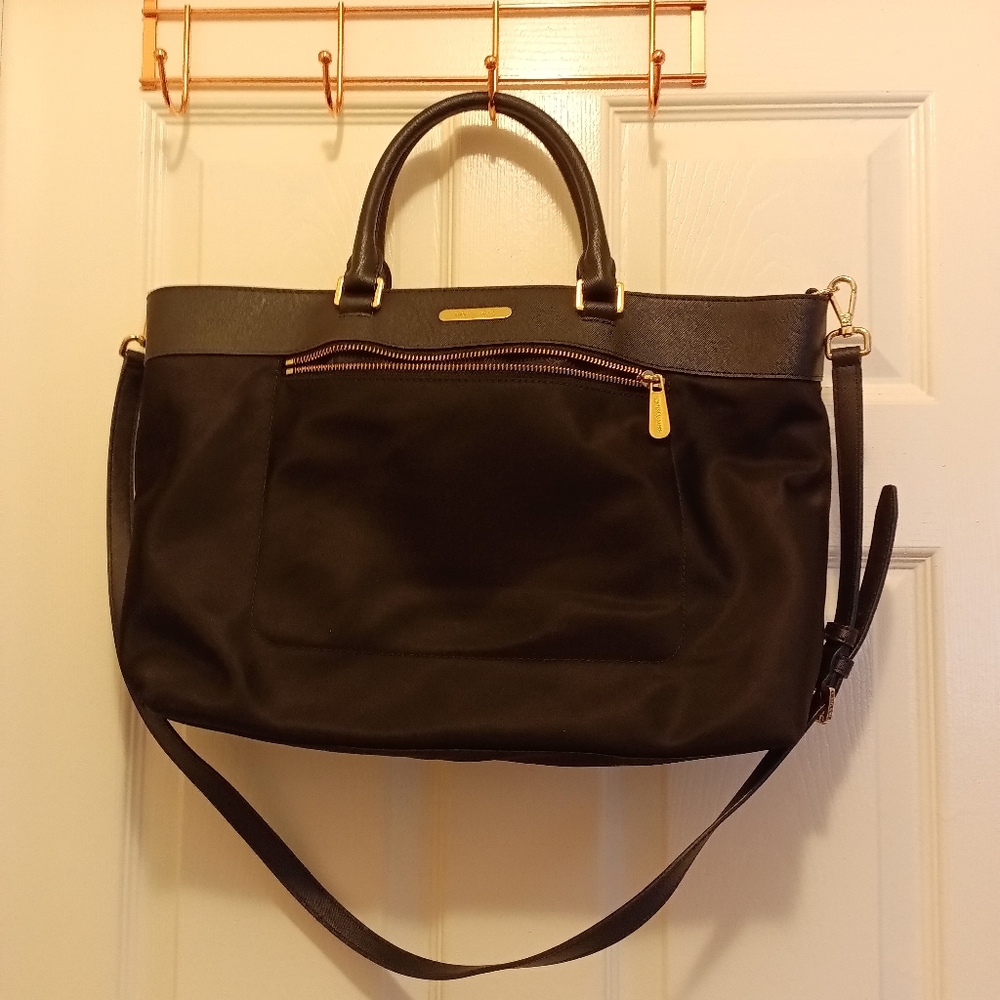 Michael Kors nylon and leather black tote purse